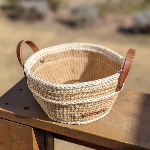 麻ひもバスケット タライ フリーボックス・小物入れ craft工房