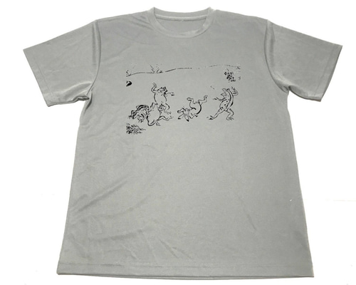 グレー 鳥獣戯画 ドライ Tシャツ 蛙 兎 カエル ウサギ グッズ Tシャツ
