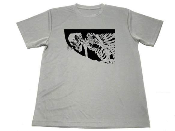 グレー がしゃ髑髏 ドライ Tシャツ 歌川国芳 相馬の古内裏 ドクロ