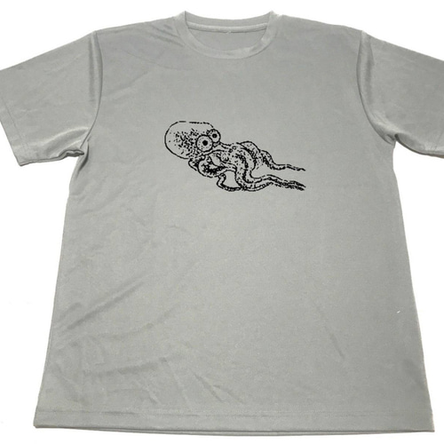 グレー 葛飾北斎 蛸 ドライ Tシャツ タコ釣り テンヤ グッズ T