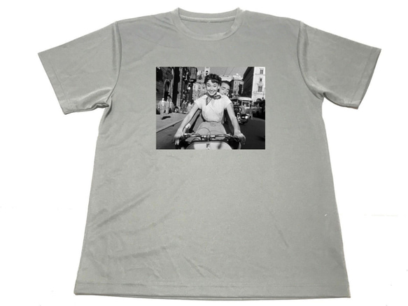 90s Vintage オードリー・ヘプバーン 霜降りグレー コットン Tシャツ 90s Vintage オードリー・ヘプバーン 霜降りグレー コットン Tシャツ