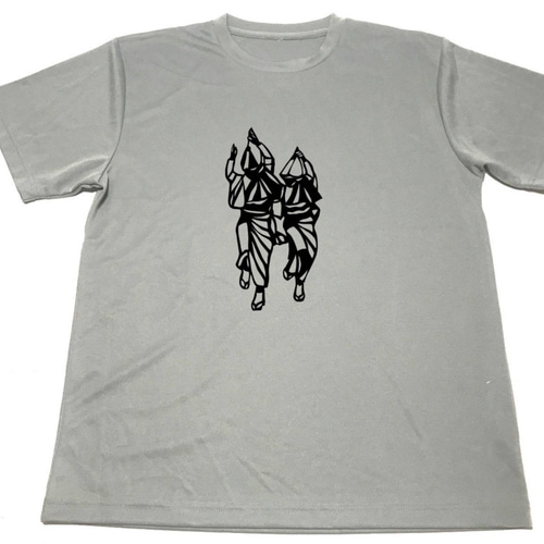 グレー 阿波踊り 切り絵 ドライ Tシャツ グッズ Tシャツ 5つ星 ドライ
