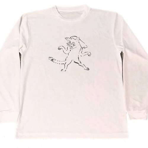 与謝蕪村 ドライ ロング Tシャツ 化け猫 ネコ グッズ 猫 妖怪 日本の