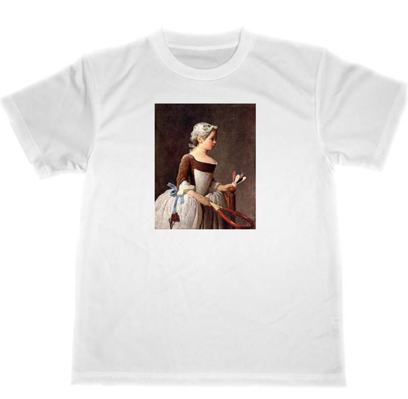 ジャン・シメオン・シャルダン　ドライ　Tシャツ　名画　絵画　アート　グッズ　ラケットを持つ少女 1枚目の画像