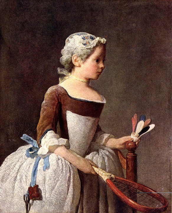 ジャン・シメオン・シャルダン　ドライ　Tシャツ　名画　絵画　アート　グッズ　ラケットを持つ少女 2枚目の画像