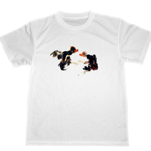 闘鶏 ドライTシャツ 竹内栖鳳 名画 グッズ アニマル 軍鶏 ギャンブル