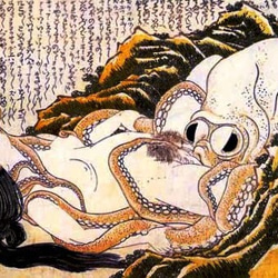 蛸と海女　葛飾北斎　ロング　ドライＴシャツ　浮世絵　春画　グッズ　ロンT　長袖 2枚目の画像