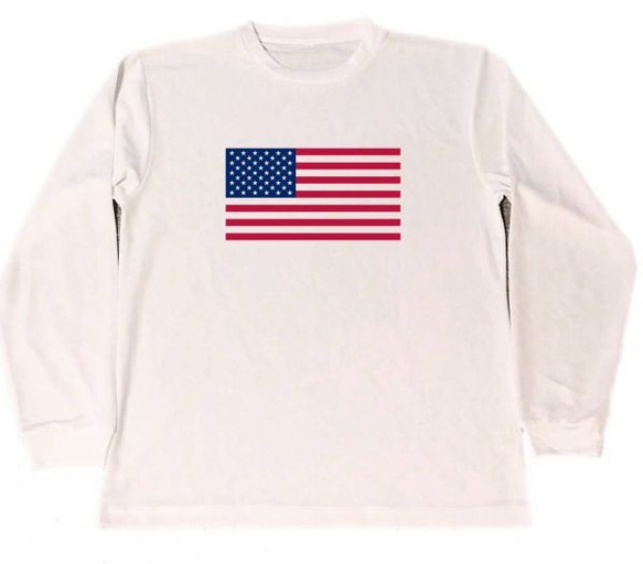 星条旗 ドライ ロング Tシャツ ロンT 白 亜米利加 アメリカ 国旗