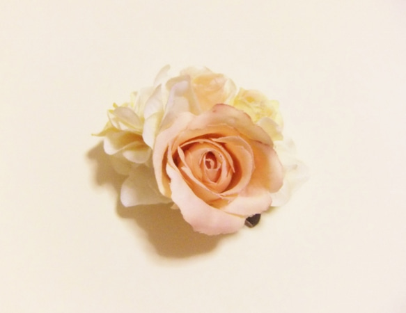 フラワーヘアクリップ（ピンク×黄×白） 2枚目の画像