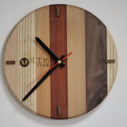 【拼拼系列】木時鐘 ─ 原木材質、天然木蠟油塗裝 第1張的照片