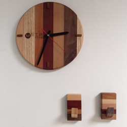 【拼拼系列】木時鐘 ─ 原木材質、天然木蠟油塗裝 第3張的照片