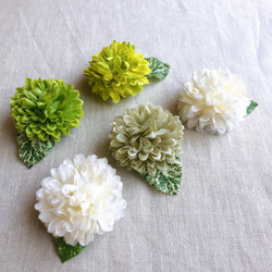 お花マグネット　5個セット　緑マム　マグネット　フラワー　アレンジメント　造花　冷蔵庫　アーティフィシャル　造花　ギフト 4枚目の画像