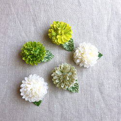 お花マグネット　5個セット　緑マム　マグネット　フラワー　アレンジメント　造花　冷蔵庫　アーティフィシャル　造花　ギフト 6枚目の画像
