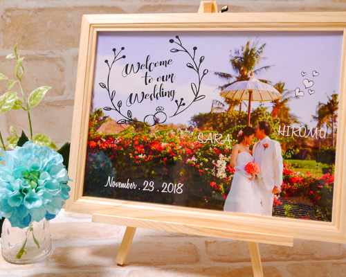 【オーダーメイド】ガラス彫刻♡結婚記念日やウェルカムボードに、、、 Wedding Welcomeボード】結婚式のウェルカムボードに♪A3サイズの