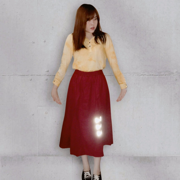 【BTN= Galaxy】Tie Up The Light Skirt (Red Wine -Small) 3枚目の画像