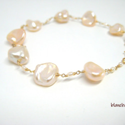 14KGF淡水珍珠（淺粉紅）手鍊 第3張的照片