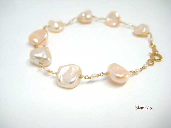 14KGF淡水珍珠（淺粉紅）手鍊 第3張的照片