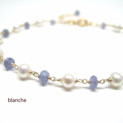 14KGF ペリドットと淡水パールのブレスレット ブレスレット blanche