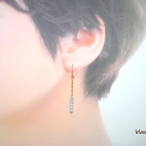 14KGF ラリマーのピアス ピアス（フック・チェーン） blanche 通販