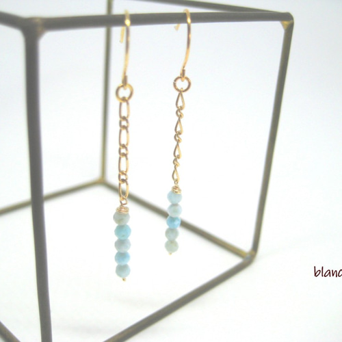 14KGF ラリマーのピアス ピアス（フック・チェーン） blanche 通販