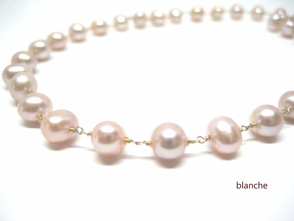 14KGF 淡水パール（ライトオレンジ）のネックレス