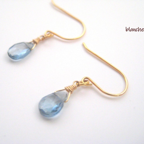 14KGF ロンドンブルートパーズのピアス ピアス（フック・チェーン