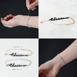 <Made-to-order>Lettering Leather Chain Bracelet "Unisex" 第6張的照片