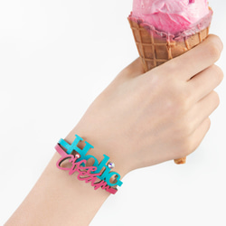 "ice cream Holic" Lettering double Leather Bracelet 第1張的照片