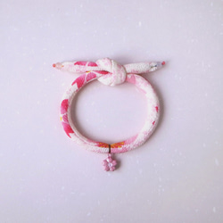 日本犬貓和布頸圈 項圈(單結式)--白櫻+粉櫻花鈴鐺 第4張的照片