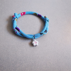 kimono dog collar & cat collar【Adjustable】Deep Sky Blue 4枚目の画像