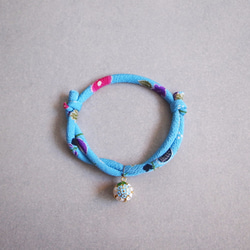 kimono dog collar & cat collar【Adjustable】Deep Sky Blue 2枚目の画像