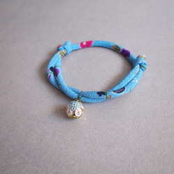 kimono dog collar & cat collar【Adjustable】Deep Sky Blue 3枚目の画像