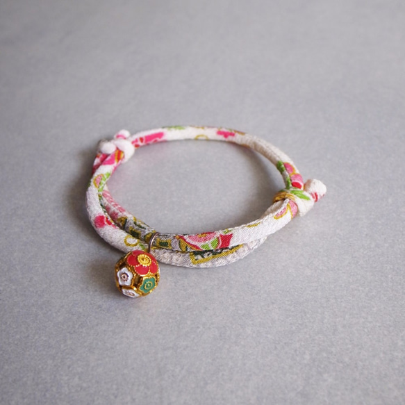 kimono dog collar & cat collar【Adjustable】White 3枚目の画像