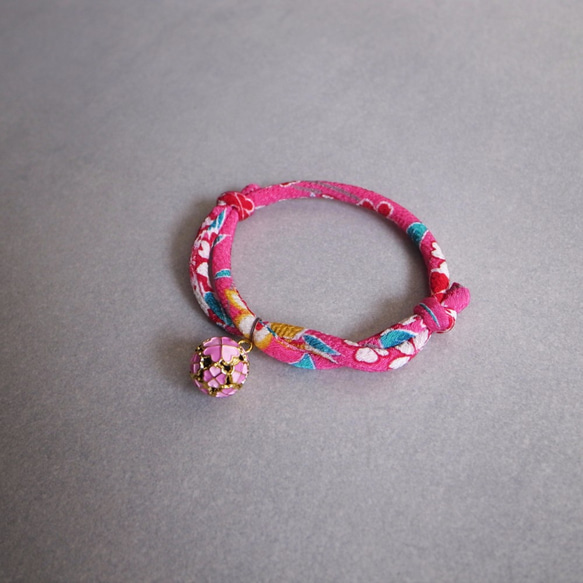 kimono dog collar & cat collar【Adjustable】Sakura pink 4枚目の画像