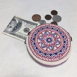 Hand Painted Mandala Coin Purse Henna Pattern Zipper Pouch 1枚目の画像