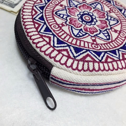 Hand Painted Mandala Coin Purse Henna Pattern Zipper Pouch 3枚目の画像
