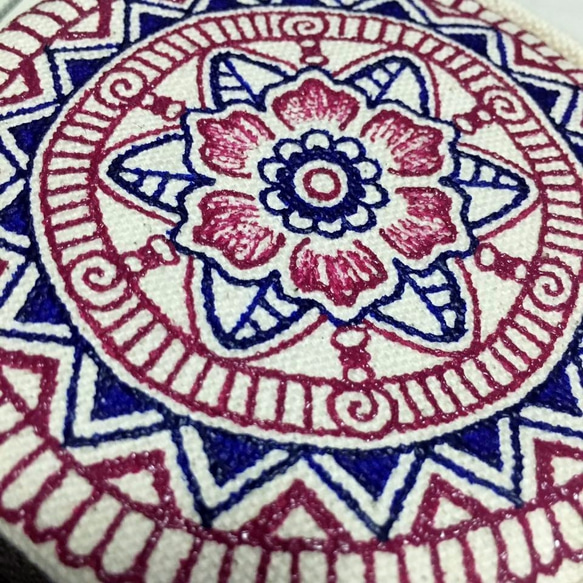 Hand Painted Mandala Coin Purse Henna Pattern Zipper Pouch 4枚目の画像