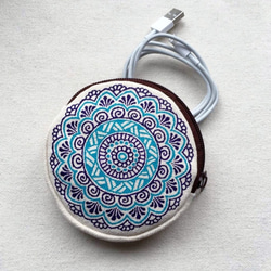 Hand Painted Mandala Coin Purse Henna Pattern Zipper Pouch 1枚目の画像