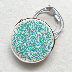Hand Painted Mandala Coin Purse Henna Pattern Zipper Pouch 2枚目の画像