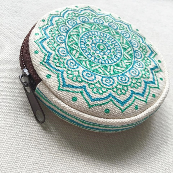 Hand Painted Mandala Coin Purse Henna Pattern Zipper Pouch 3枚目の画像