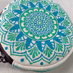 Hand Painted Mandala Coin Purse Henna Pattern Zipper Pouch 2枚目の画像