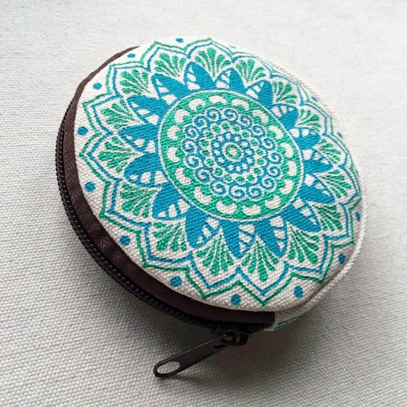 Hand Painted Mandala Coin Purse Henna Pattern Zipper Pouch 3枚目の画像