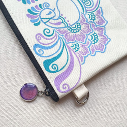 Hand Painted Henna bag Mandala Pattern Zipper Pouch Cosmetic 3枚目の画像
