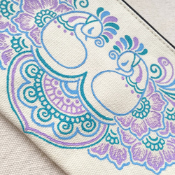 Hand Painted Henna bag Mandala Pattern Zipper Pouch Cosmetic 5枚目の画像