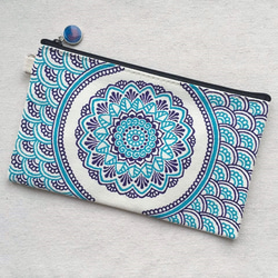 Hand Painted Henna bag Mandala Pattern Zipper Pouch Cosmetic 2枚目の画像