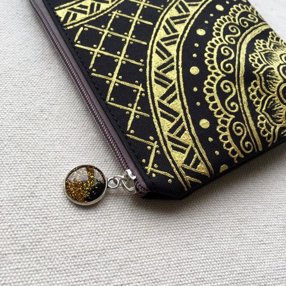 Hand Painted Henna bag Mandala Pattern Zipper Pouch Cosmetic 3枚目の画像