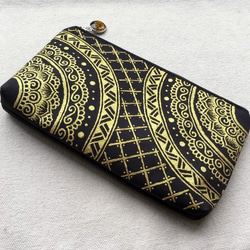 Hand Painted Henna bag Mandala Pattern Zipper Pouch Cosmetic 4枚目の画像