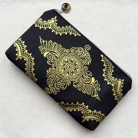 Hand Painted Henna bag Mandala Pattern Zipper Pouch Cosmetic 3枚目の画像