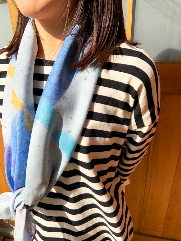 和紙造形テキスタイル　スカーフ「たべる」 6枚目の画像