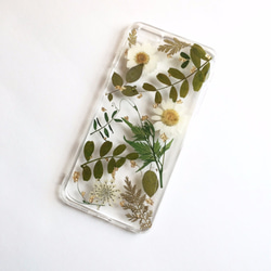 緑と白い：本物の花エンボス電話シェル押し花のphonecase 3枚目の画像